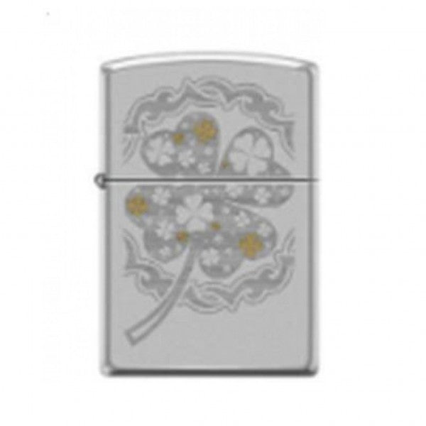 Zippo Reg Satin Chrome Four Leaf Clover Lighter -ZP205 AE184641, Lighters & Matches,    - Outdoor Kuwait