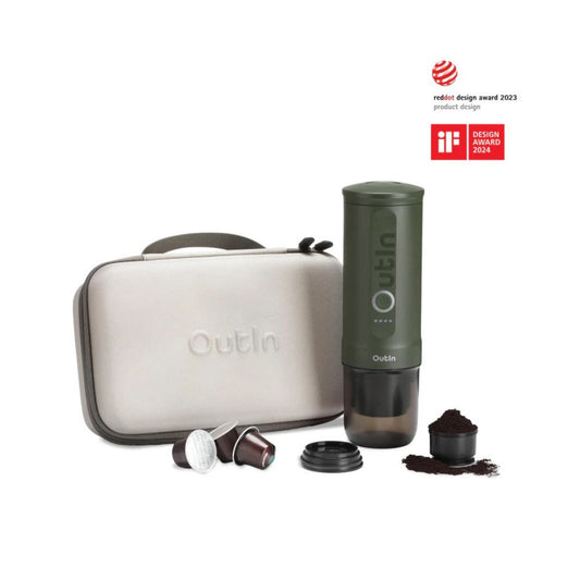 Outin Nano Portable Espresso Coffee Machine - Forest Green Combo, Coffee Machine, - Outdoor Kuwait