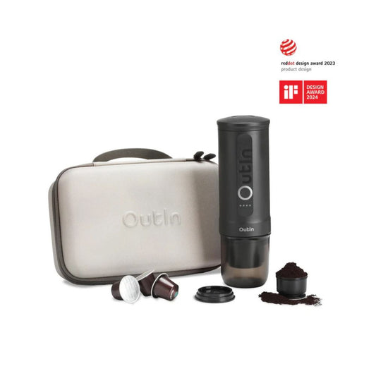 Outin Nano Portable Espresso Coffee Machine - Space Grey Combo, Coffee Machine, - Outdoor Kuwait