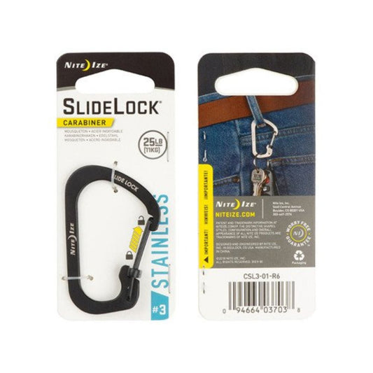 NITE IZE SLIDELOCK® CARABINER STAINLESS STEEL - Size 3, Carabiners,    - Outdoor Kuwait