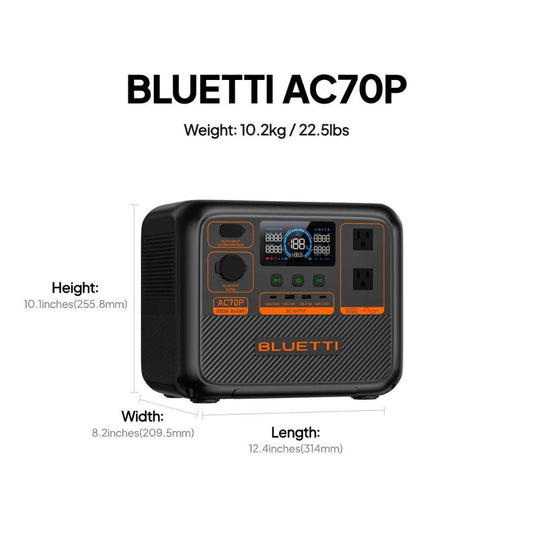 BLUETTI AC70P Portable Power Station | 1000W 864Wh, Power Station,    - Outdoor Kuwait