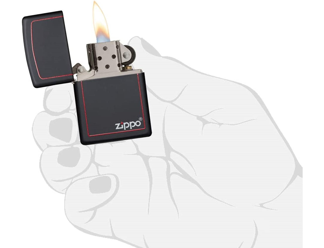 Zippo 218zb-Blkmatte W/Zip.Border-720060182 Lighter, Lighters & Matches,    - Outdoor Kuwait