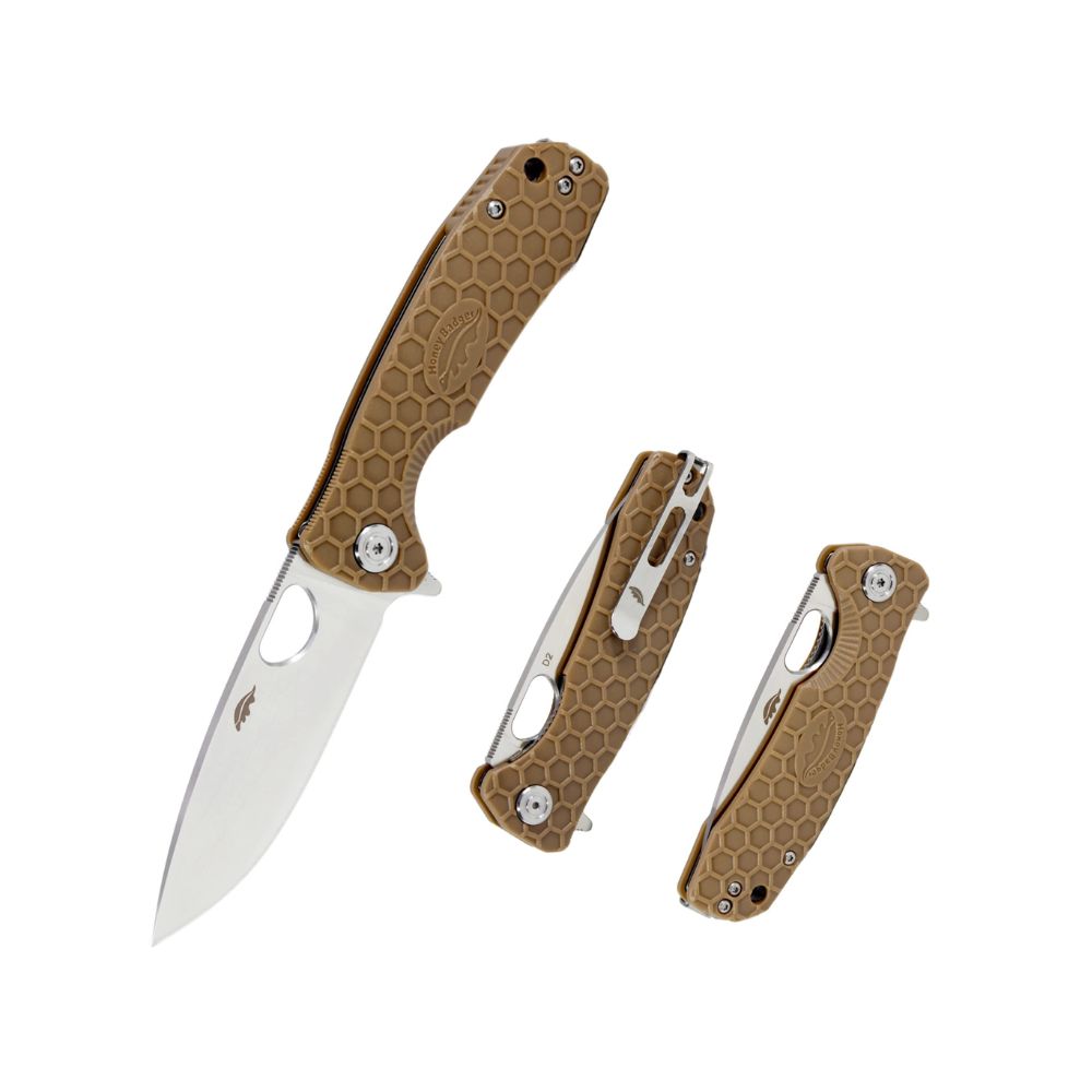 Honey Badger Flipper D2 Medium No Choil - Tan, Knives,    - Outdoor Kuwait