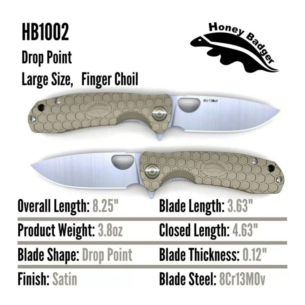 Honey Badger Flipper Large - Tan, Knives,    - Outdoor Kuwait