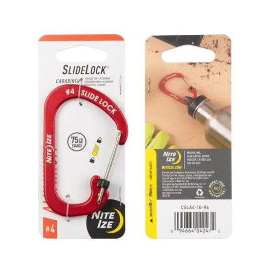 NITE IZE SLIDELOCK® CARABINER ALUMINUM RED - Size 4, Carabiners,    - Outdoor Kuwait