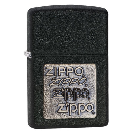 Zippo Black Crackle Silver Zippo Logo Lighter - ZP363, Lighters & Matches,    - Outdoor Kuwait