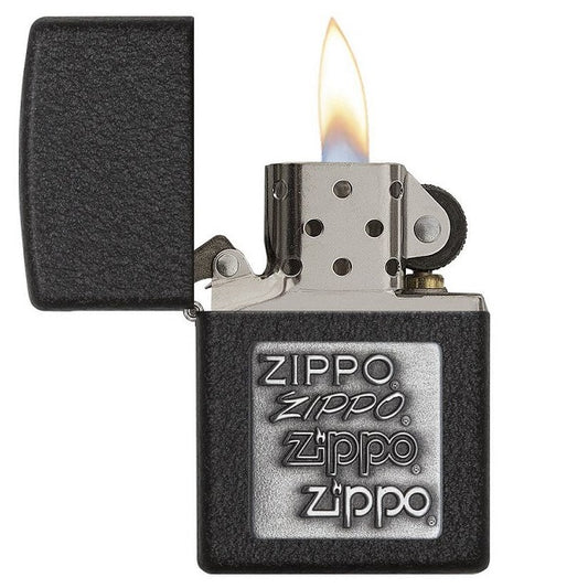 Zippo Black Crackle Silver Zippo Logo Lighter - ZP363, Lighters & Matches,    - Outdoor Kuwait