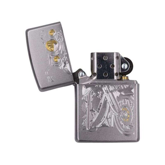 Zippo Satin Chrome Motorcycle Windproof Lighter, Lighters & Matches,    - Outdoor Kuwait